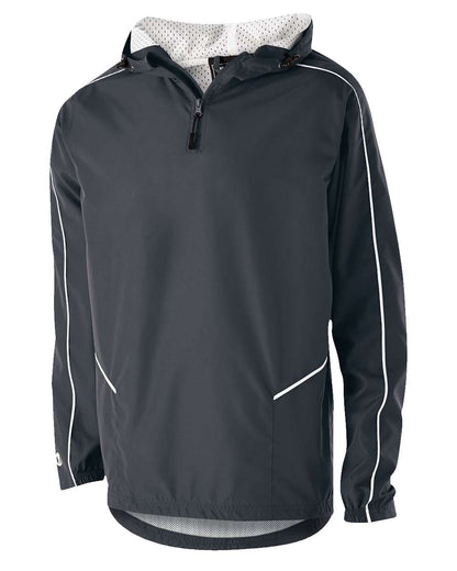 Holloway Men's Wizard Quarter-Zip Hooded Pullover 229016 #color_Carbon/ White