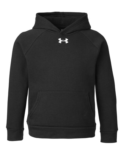 Under Armour Youth Rival Fleece Hooded Sweatshirt 1379792 #color_Black/ White