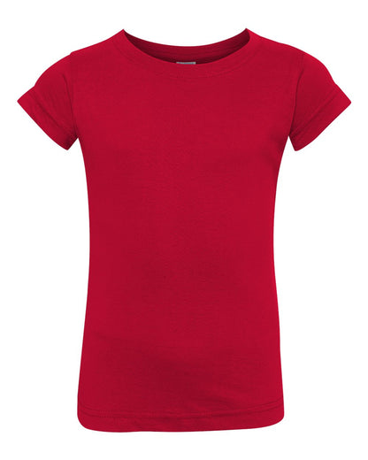 Rabbit Skins Toddler Girls Fine Jersey Tee 3316 #color_Red