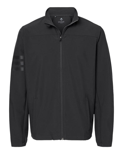Adidas Men's Wind Resistant Full-Zip Jacket A267 #color_Black/ Black