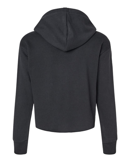 Next Level Women's Laguna Sueded Raw Edge Crop Hoodie 9384 #color_Black