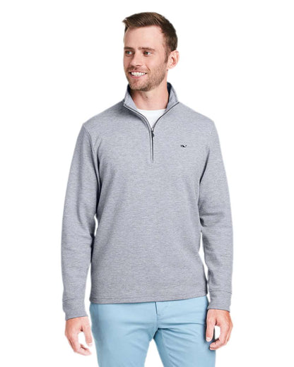 vineyard vines Men's Saltwater Quarter-Zip Pullover K002708 #colormdl_White Cap/ Grey Heather
