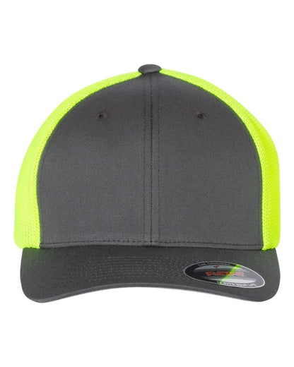 Flexfit Trucker Cap 6511 #color_Charcoal/ Neon Yellow