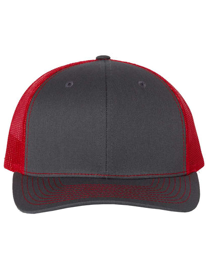 Richardson Snapback Trucker Cap 112 #color_Charcoal/ Red