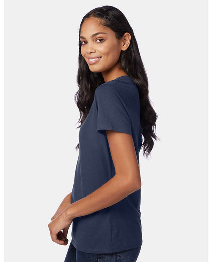 Hanes Women's Perfect-T V-Neck T-Shirt S04V #colormdl_Navy