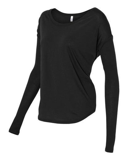 BELLA + CANVAS Women’s Flowy 2x1 Ribbed Long Sleeve Tee 8852 #color_Black