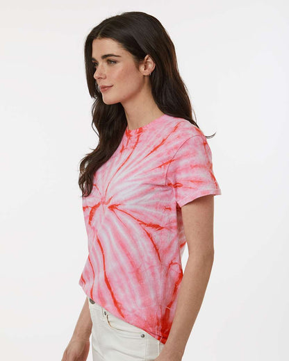Dyenomite Cyclone Pinwheel Tie-Dyed T-Shirt 200CY #colormdl_Coral