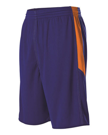 Alleson Athletic Single Ply Reversible Basketball Shorts 589PSP #color_Royal/ Orange