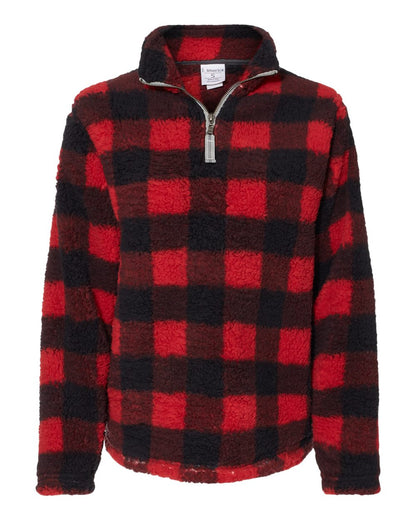J. America Women’s Epic Sherpa Quarter-Zip Pullover 8451 #color_Red/ Black Buffalo