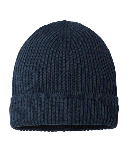 Atlantis Headwear Sustainable Finish Edge Cuffed Beanie MAPLE #color_Navy