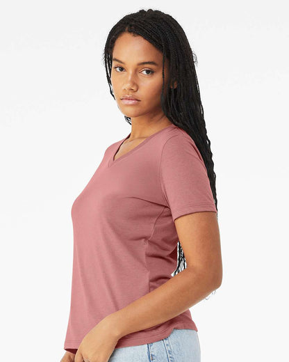 BELLA + CANVAS Women's Relaxed Triblend Short Sleeve V-Neck Tee 6415 #colormdl_Mauve Triblend