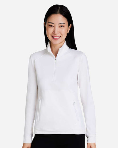 Puma Golf Women's Cloudspun Rockaway Quarter-Zip Pullover 535516 #colormdl_Bright White
