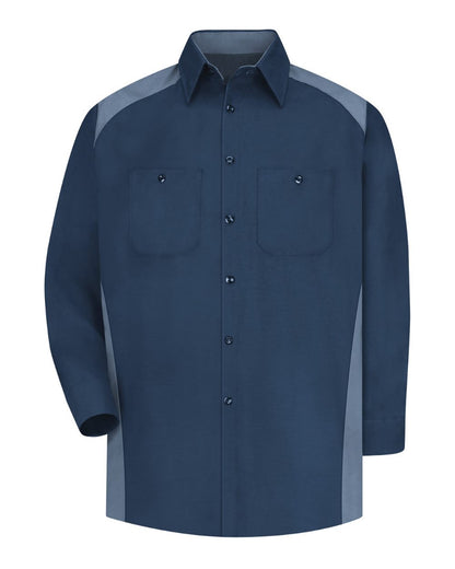 Red Kap Men's Motorsports Shirt SP18 #color_Navy/ Postman Blue
