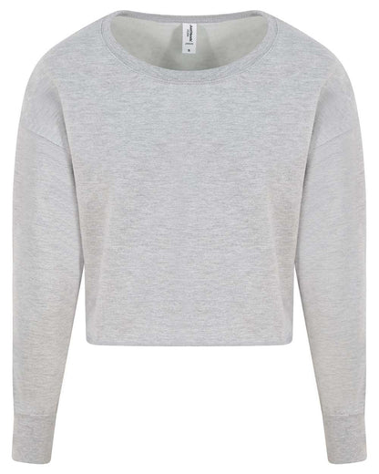 AWDis Women's Cropped Crewneck Sweatshirt JHA035 #color_Heather Grey
