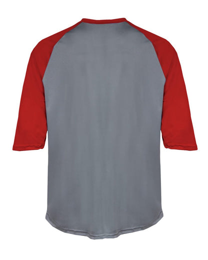 Badger Men's B-Core Three-Quarter Sleeve Baseball T-Shirt 4133 #color_Graphite/ Red
