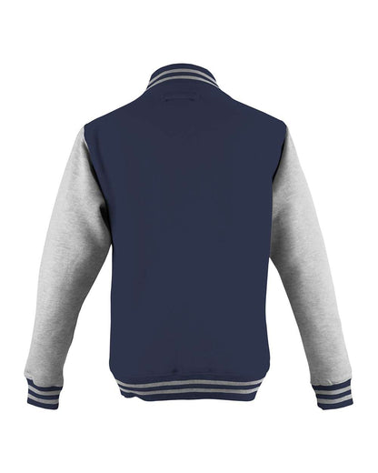 AWDis Youth Heavyweight Letterman Jacket JHY043 #color_Oxford Navy/ Heather Grey