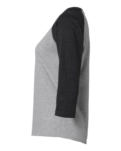 LAT Women's Baseball Fine Jersey Three-Quarter Sleeve Tee 3530 #color_Vintage Heather/ Vintage Smoke