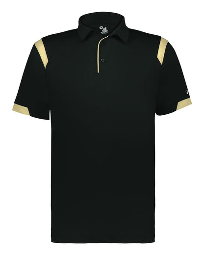 Badger Men's On the Rise Polo 3350 #color_Black/ Vegas Gold