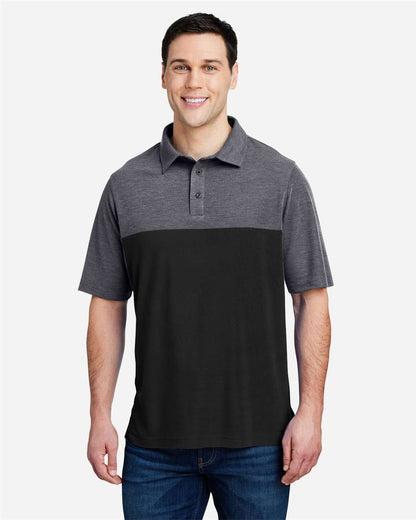 CORE365 Men's Fusion ChromaSoft™ Colorblock Polo CE112C #colormdl_Black/ Carbon Heather