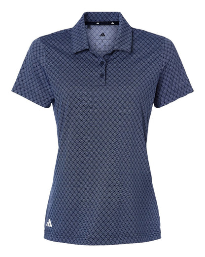 Adidas Women's 4-Way Stretch Printed Polo A717 #color_Collegiate Navy