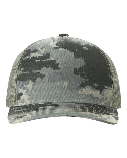 Richardson Five-Panel Printed Trucker Cap 112PFP #color_Digital Camo/ Light Green