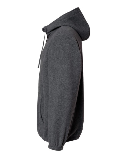 Burnside Polar Fleece Quarter-Zip Hooded Pullover 3600 #color_Heather Charcoal