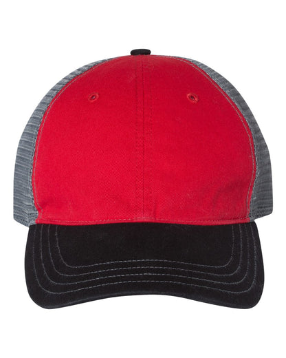 Richardson Garment-Washed Trucker Cap 111 #color_Red/ Charcoal/ Black