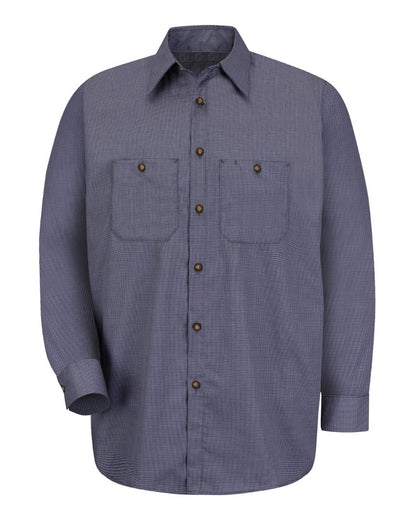 Red Kap Men's Tall Premium Long Sleeve Work Shirt SP10T #color_EX-Blue/ Charcoal