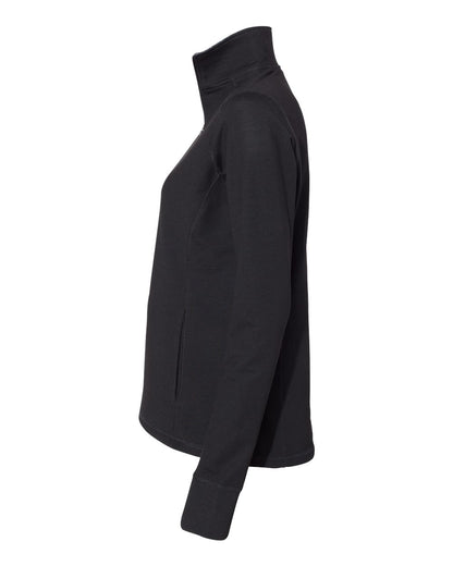 J. America Women’s Omega Stretch Quarter-Zip Pullover 8433 #color_Black Triblend