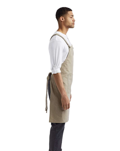 Artisan Collection by Reprime Cross Back Barista Bib Apron RP129 #colormdl_Khaki