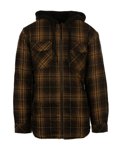 Burnside Quilted Flannel Hooded Jacket 8620 #color_Brown/ Black