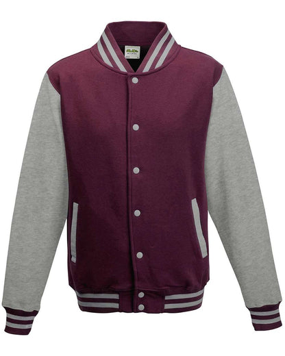 AWDis Unisex Letterman Jacket JHA043 #color_Burgundy/ Heather Grey