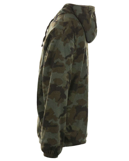 Burnside Polar Fleece Quarter-Zip Hooded Pullover 3600 #color_Green Camo