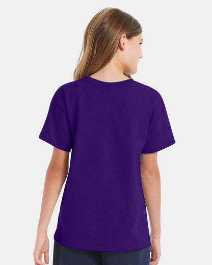 Hanes Essential-T Youth T-Shirt 5480 #colormdl_Athletic Purple