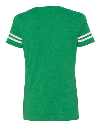 LAT Women's Football V-Neck Fine Jersey Tee 3537 #color_Vintage Green/ White