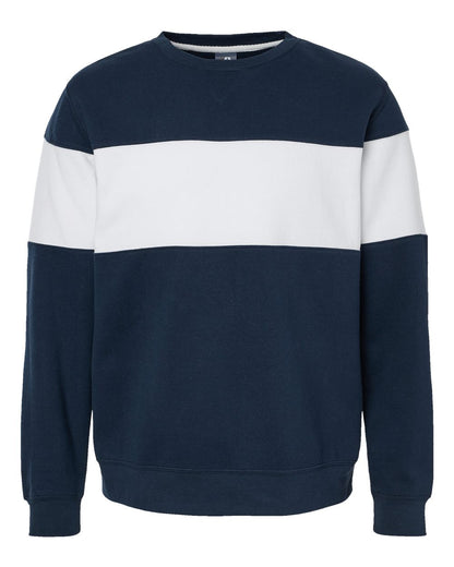J. America Unisex Varsity Fleece Crewneck Sweatshirt 8646 #color_Navy