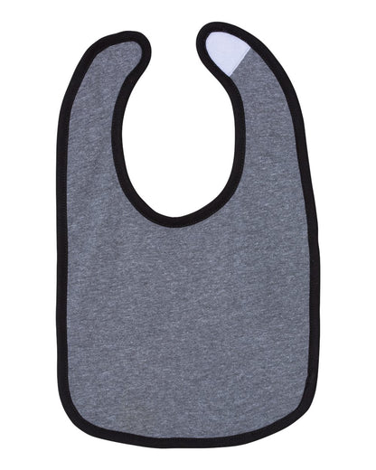 Rabbit Skins Infant Contrast Trim Premium Jersey Bib 1004 #color_Granite Heather/ Black