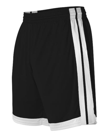 Alleson Athletic Single Ply Basketball Shorts 538P #color_Black/ White