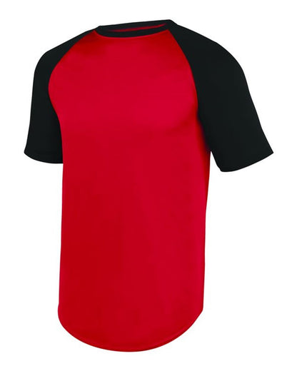 Augusta Sportswear Youth Wicking Short Sleeve Baseball Jersey 1509 #color_Red/ Black
