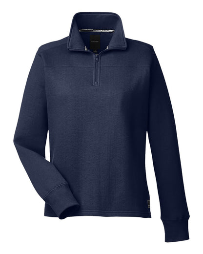 Nautica Women's Anchor Fleece Quarter-Zip Sweatshirt N17397 #color_Navy