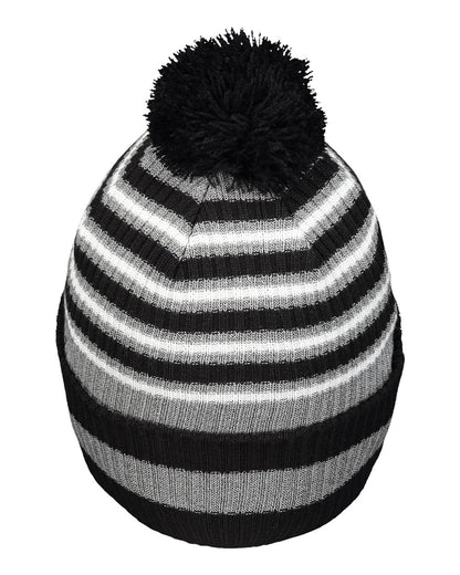 Holloway 8 1/2" Spirit Pom Beanie 223815 #color_Black/ Heather Grey/ White