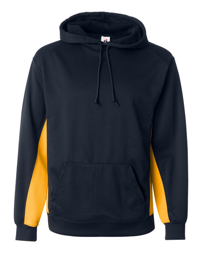 Badger Men's Performance Fleece Hooded Sweatshirt 1454 #color_Navy/ Gold