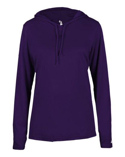 Badger Women's B-Core Long Sleeve Hooded T-Shirt 4165 #color_Purple