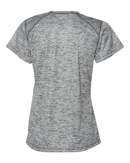 Badger Women's Tonal Blend V-Neck T-Shirt 4175 #color_Graphite Tonal Blend