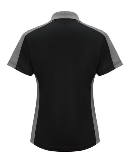 Red Kap Women's Performance Knit Two-Tone Polo SK53 #color_Black/ Charcoal