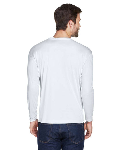 UltraClub Men's Cool & Dry Sport Long Sleeve Performance Interlock T-Shirt 8422 #colormdl_White