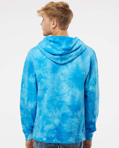 Independent Trading Co. Midweight Tie-Dyed Hooded Sweatshirt PRM4500TD #colormdl_Tie Dye Aqua Blue