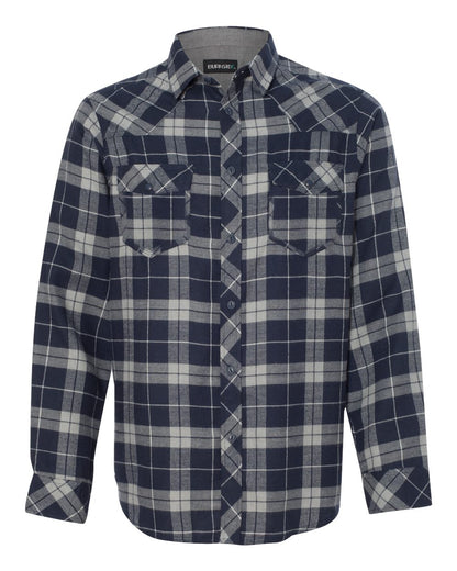 Burnside Yarn-Dyed Long Sleeve Flannel Shirt 8210 #color_Navy/ Grey