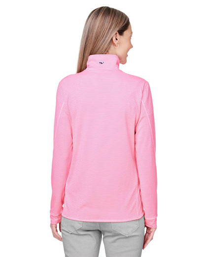 vineyard vines Women's Microstripe Sankaty Half-Zip Pullover K002521 #colormdl_Knockout Pink