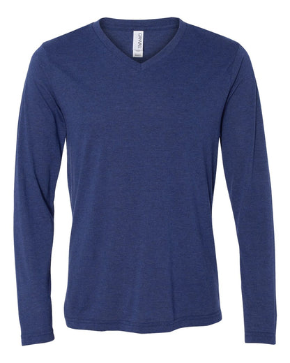 BELLA + CANVAS Unisex Long Sleeve V-Neck Tee 3425 #color_Navy Triblend